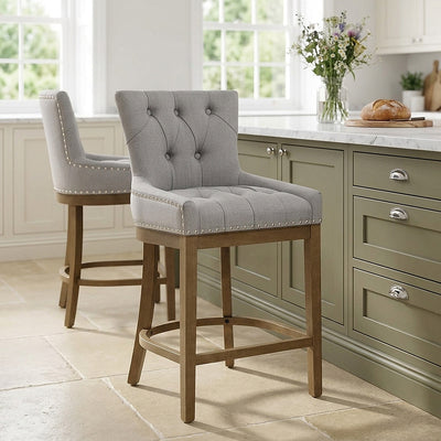 Taburete Madera Tela - Knightsbridge Gris