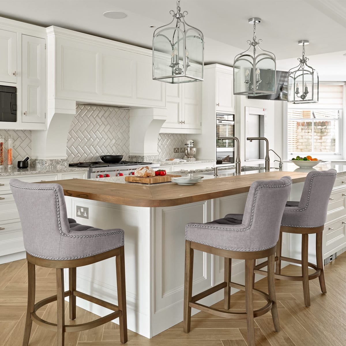 Taburete Madera Tela - Knightsbridge Gris