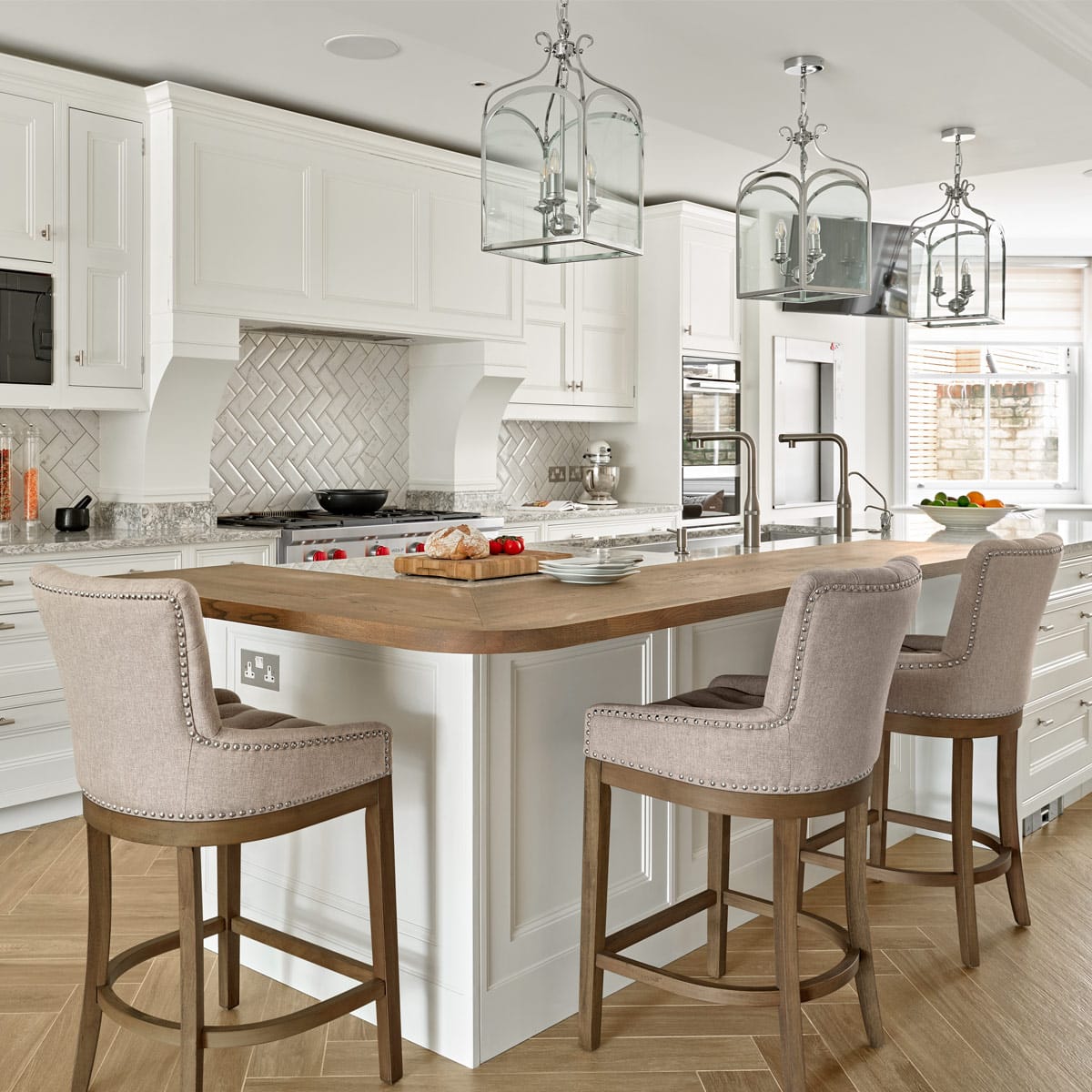 Taburete Madera Tela - Knightsbridge Gris Pardo