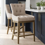 Taburete Madera Tela - Knightsbridge Gris Pardo