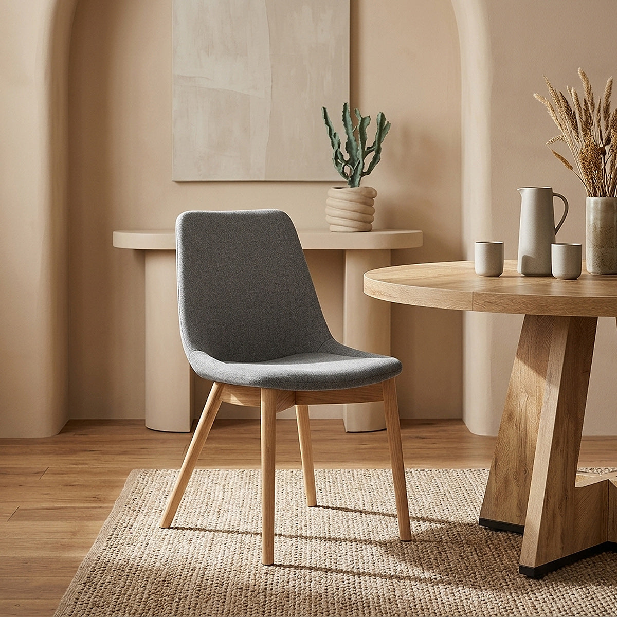 Silla Tela Roble - Kobe Gris Oscuro