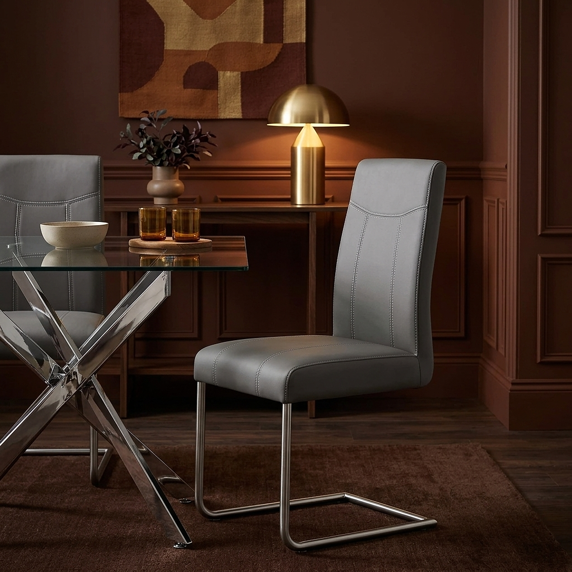 Silla Polipiel Satinado - Lancaster Gris