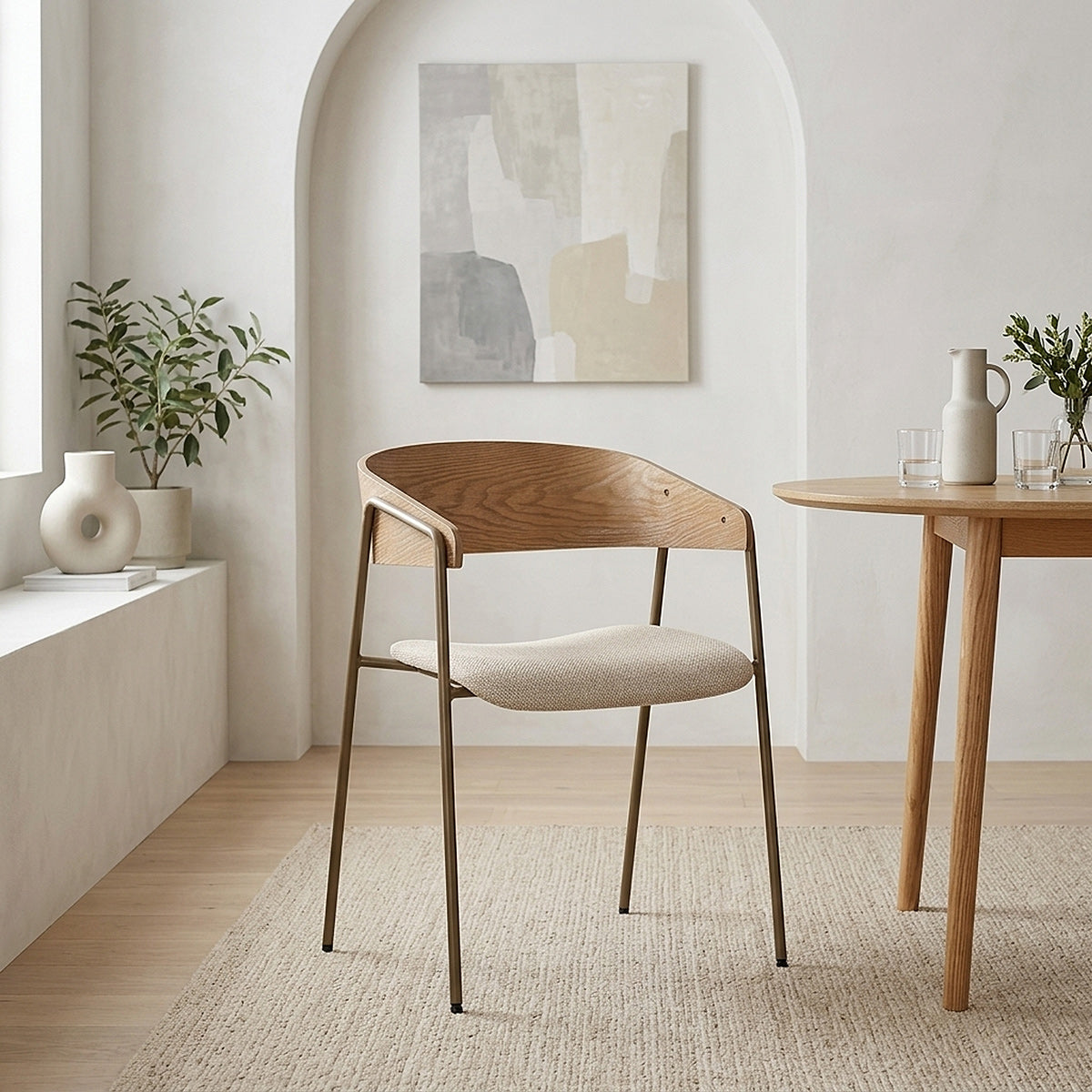 Silla Tela Roble - Lauren Crema
