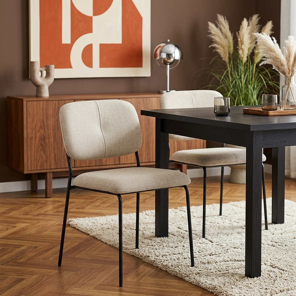 Silla Tela - Lila Crema