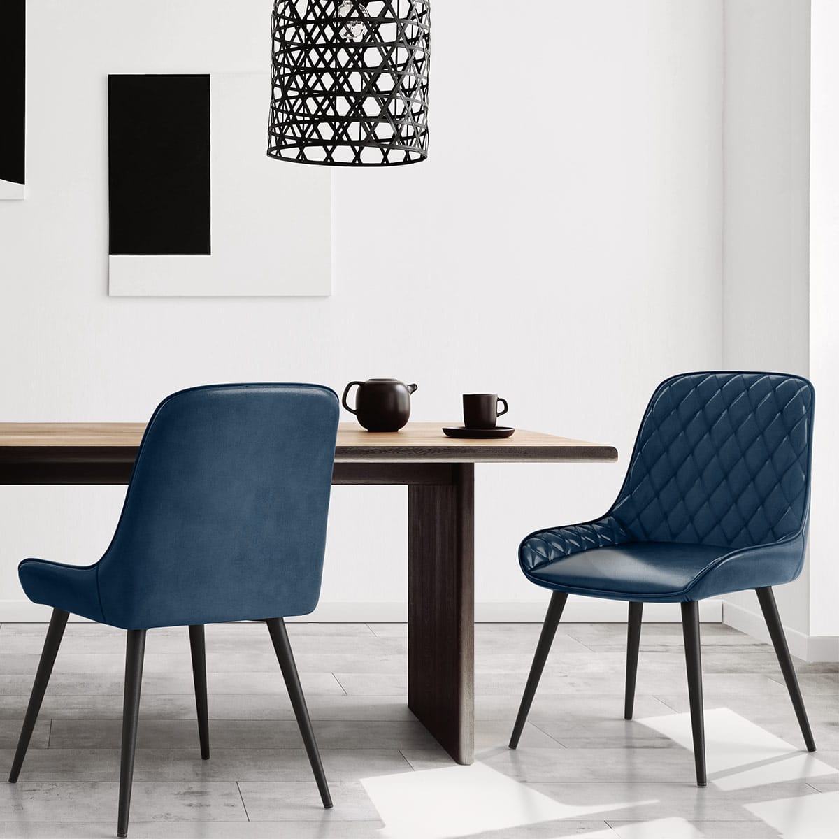 Silla Cuero Sintético Anticado - Lincoln Azul