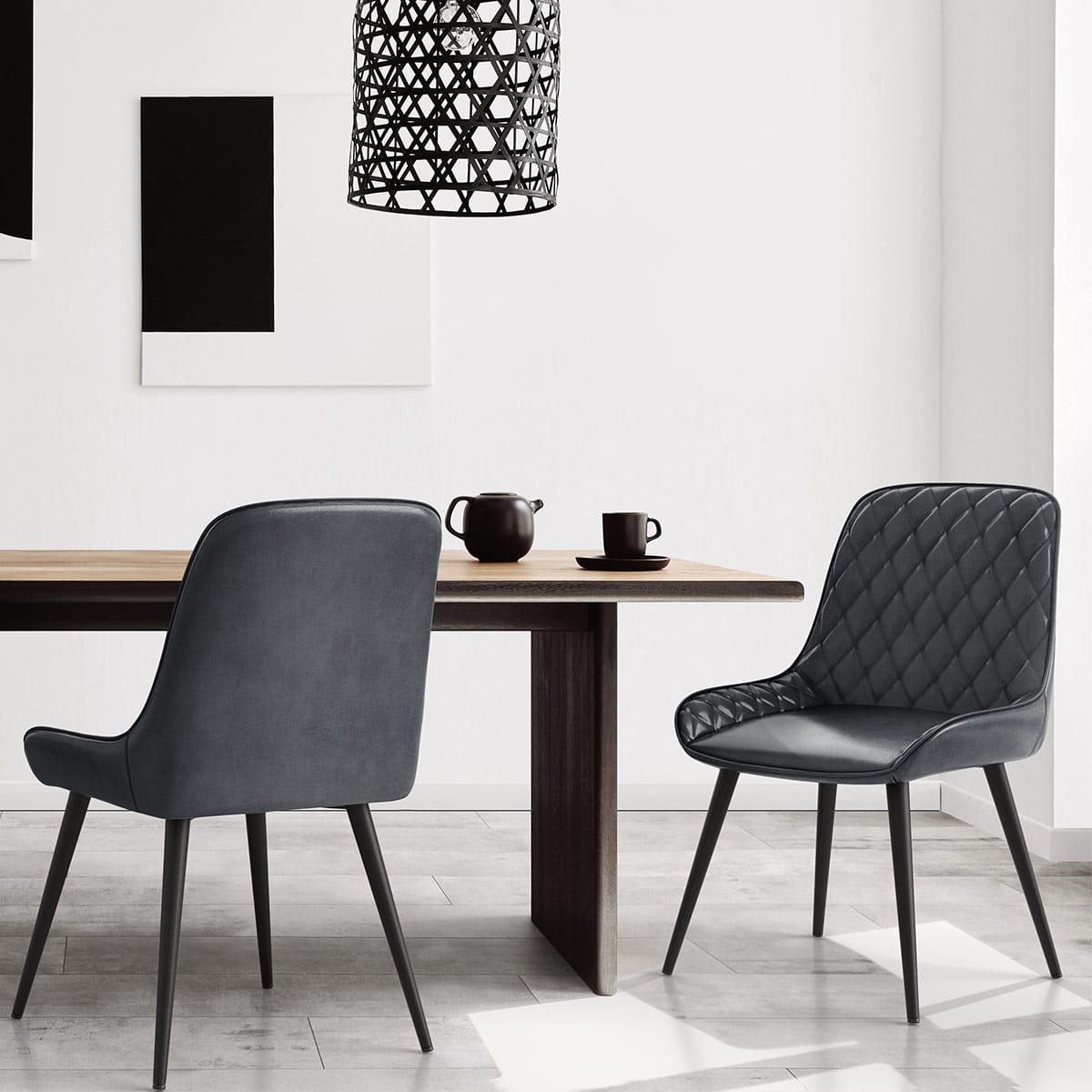 Silla Cuero Sintético Anticado - Lincoln Azul Oscuro
