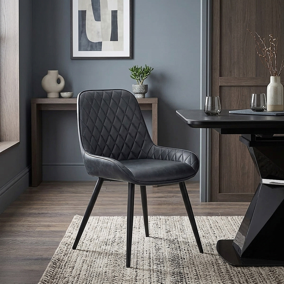 Silla Cuero Sintético Anticado - Lincoln Azul Oscuro