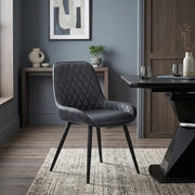 Silla Cuero Sintético Anticado - Lincoln Azul Oscuro