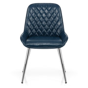 Silla Cuero Sintético Anticado Cromo - Lincoln Azul