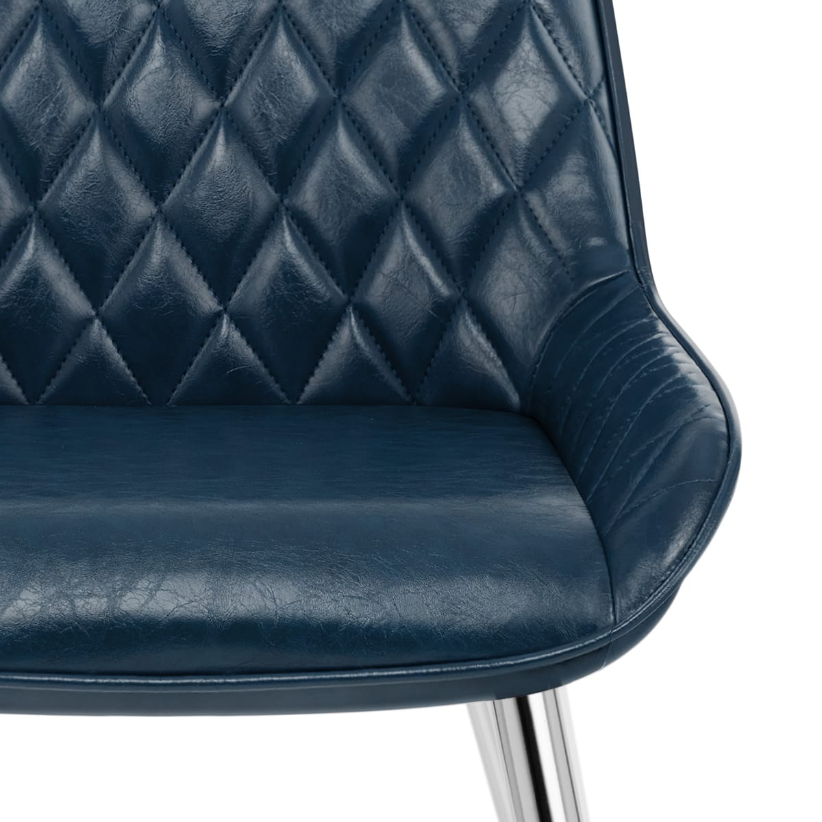Silla Cuero Sintético Anticado Cromo - Lincoln Azul