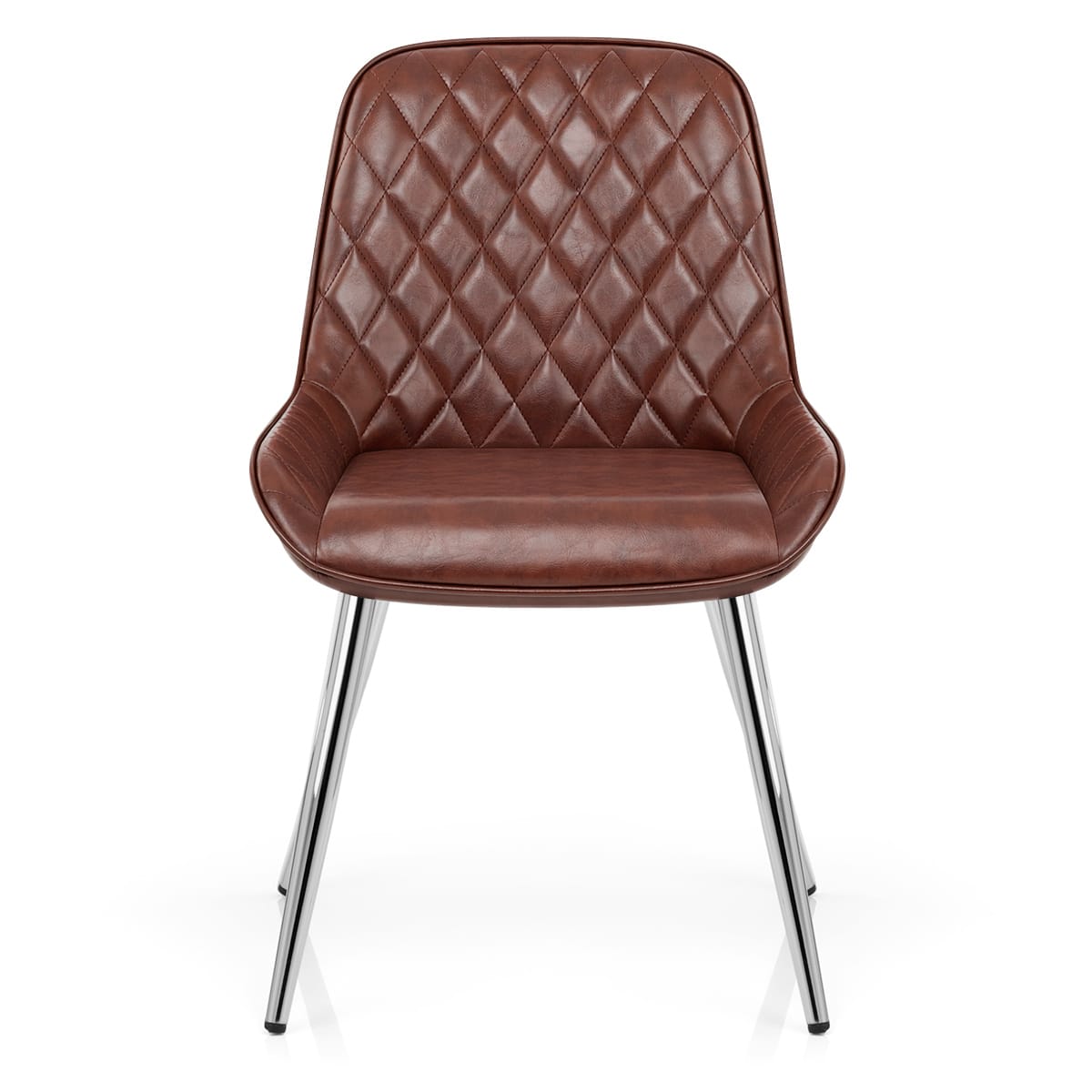 Silla Cuero Sintético Anticado Cromo - Lincoln Marrón