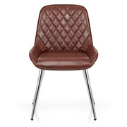 Silla Cuero Sintético Anticado Cromo - Lincoln Marrón
