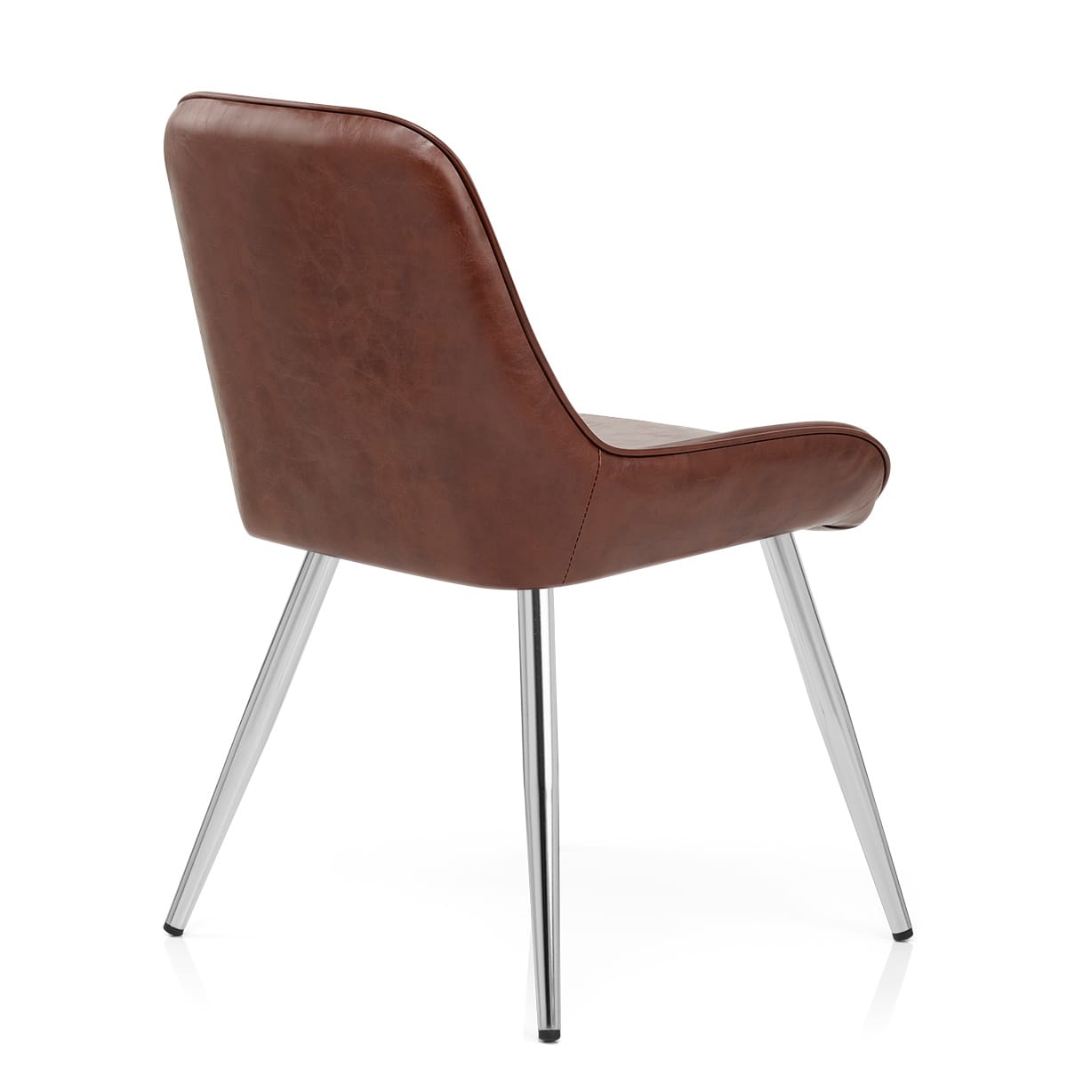 Silla Cuero Sintético Anticado Cromo - Lincoln Marrón