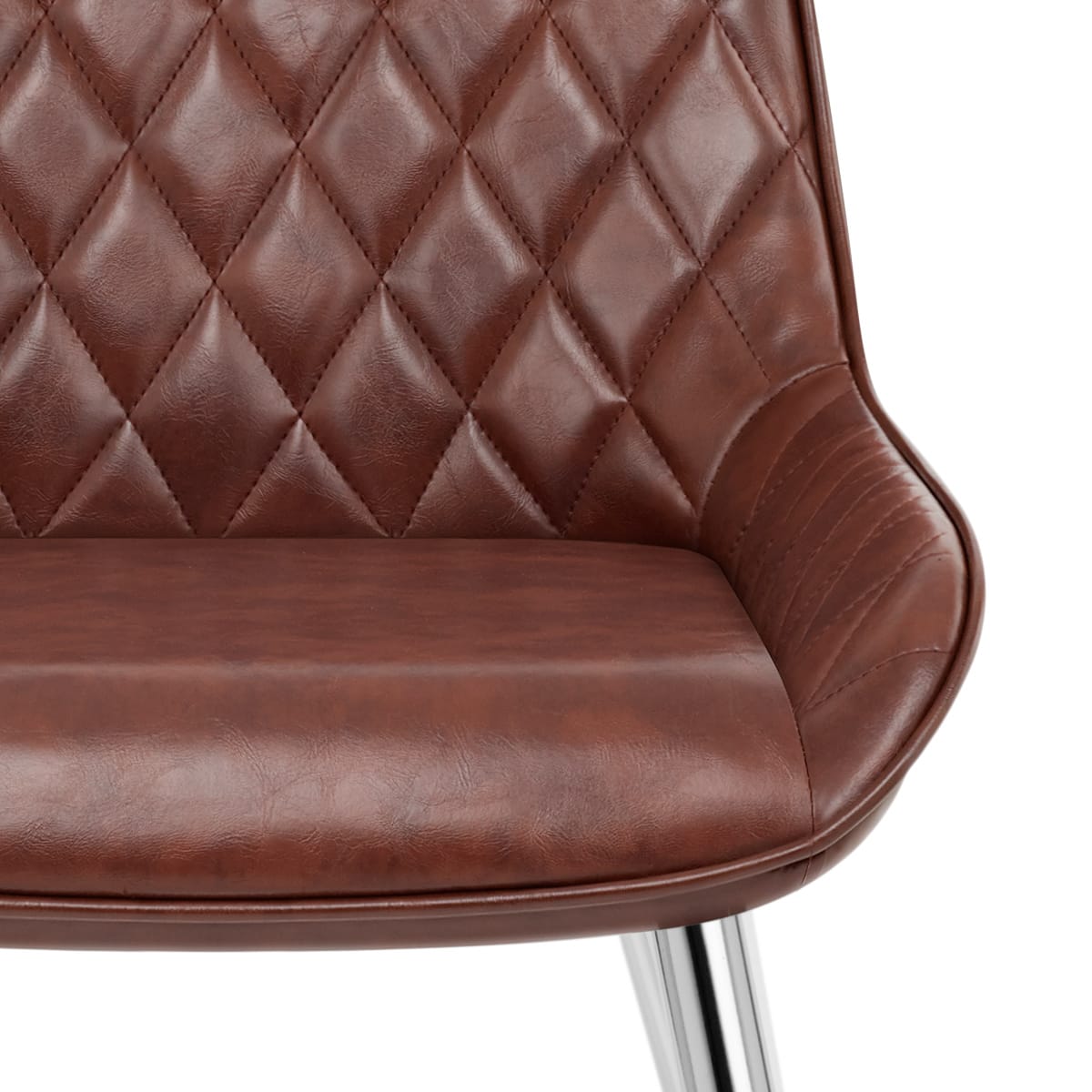 Silla Cuero Sintético Anticado Cromo - Lincoln Marrón