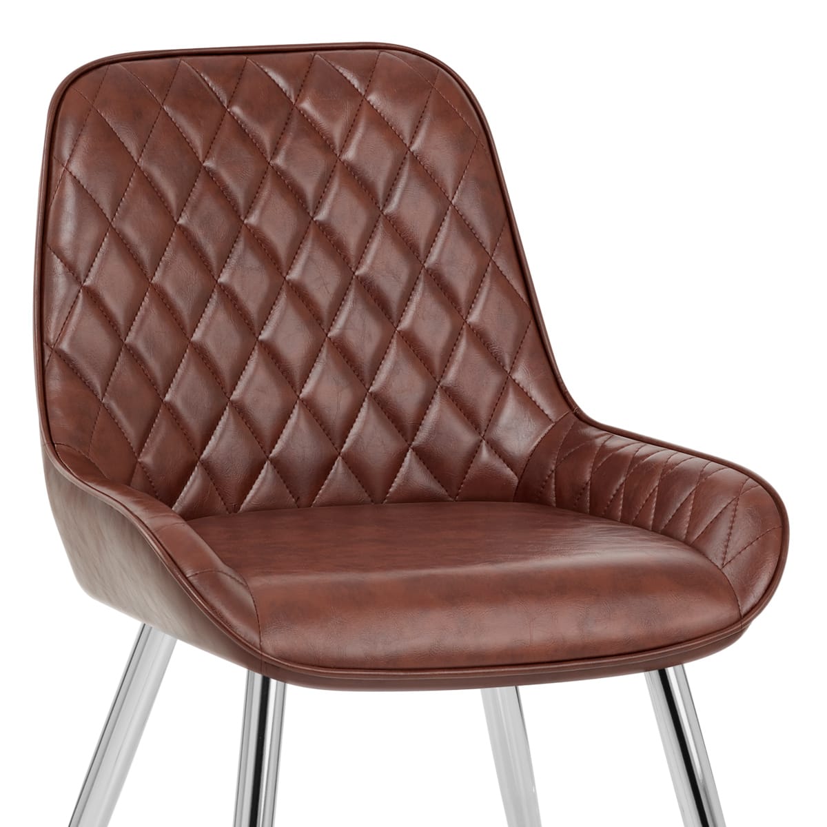 Silla Cuero Sintético Anticado Cromo - Lincoln Marrón