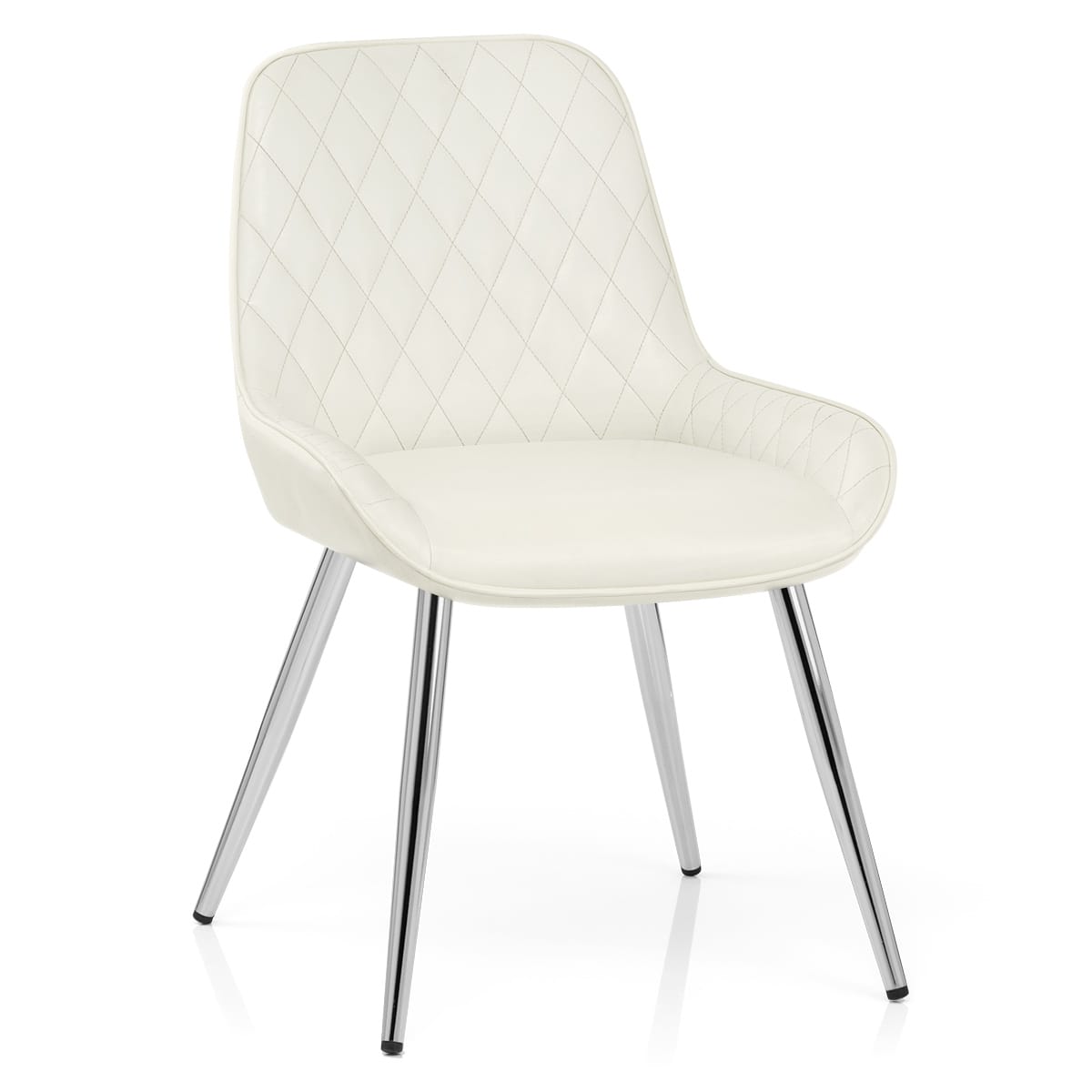 Silla Cuero Sintético Anticado Cromo - Lincoln Crema