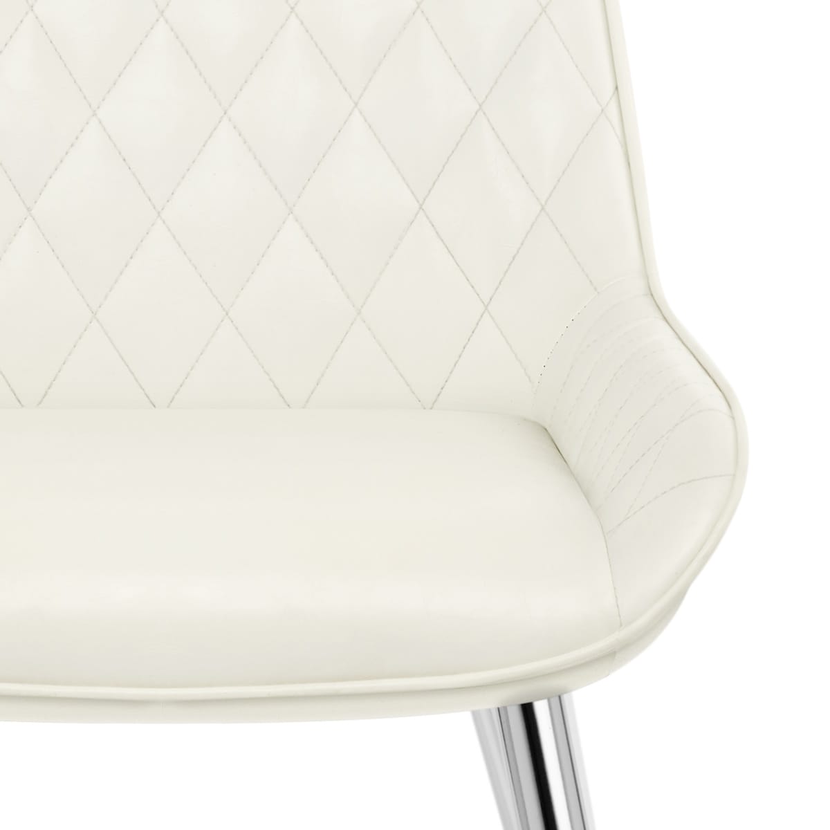 Silla Cuero Sintético Anticado Cromo - Lincoln Crema
