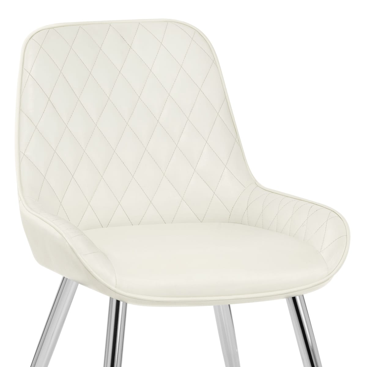 Silla Cuero Sintético Anticado Cromo - Lincoln Crema