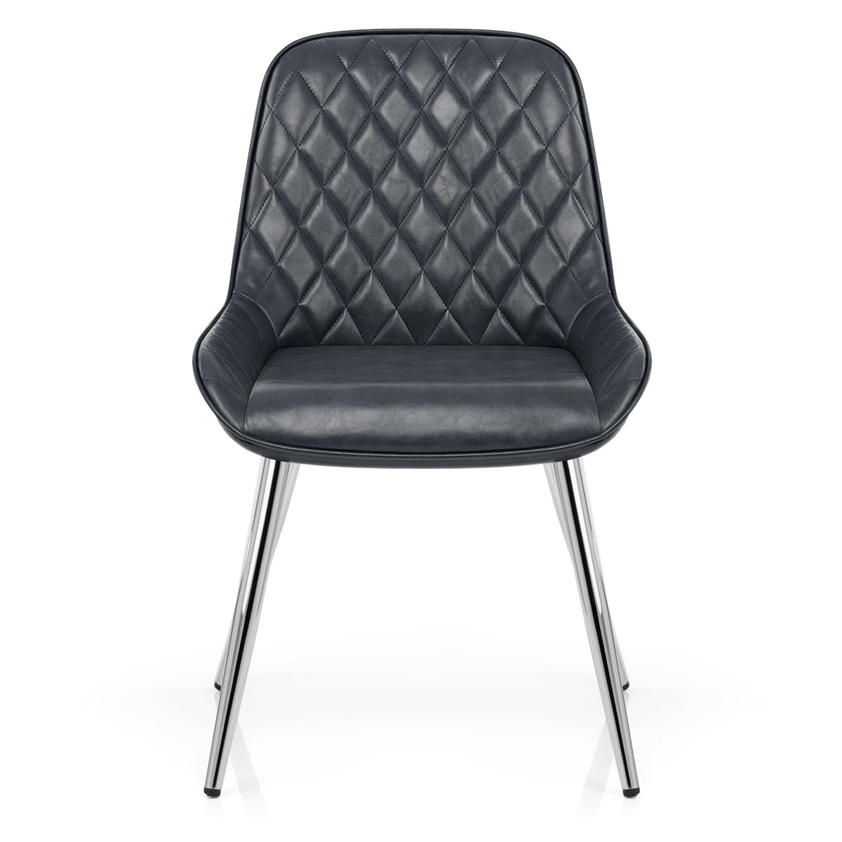 Silla Cuero Sintético Anticado Cromo - Lincoln Azul Oscuro
