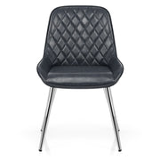 Silla Cuero Sintético Anticado Cromo - Lincoln Azul Oscuro