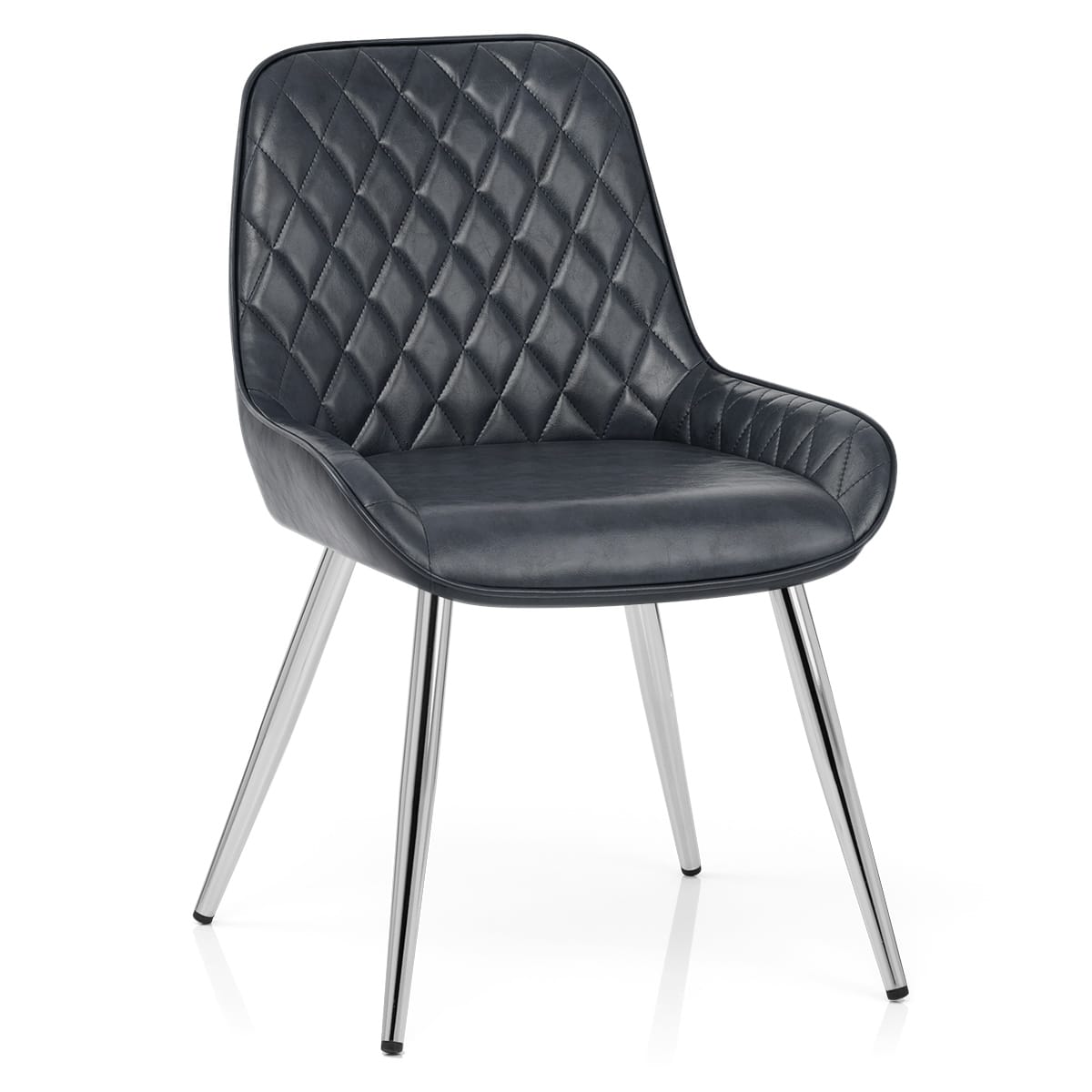 Silla Cuero Sintético Anticado Cromo - Lincoln Azul Oscuro