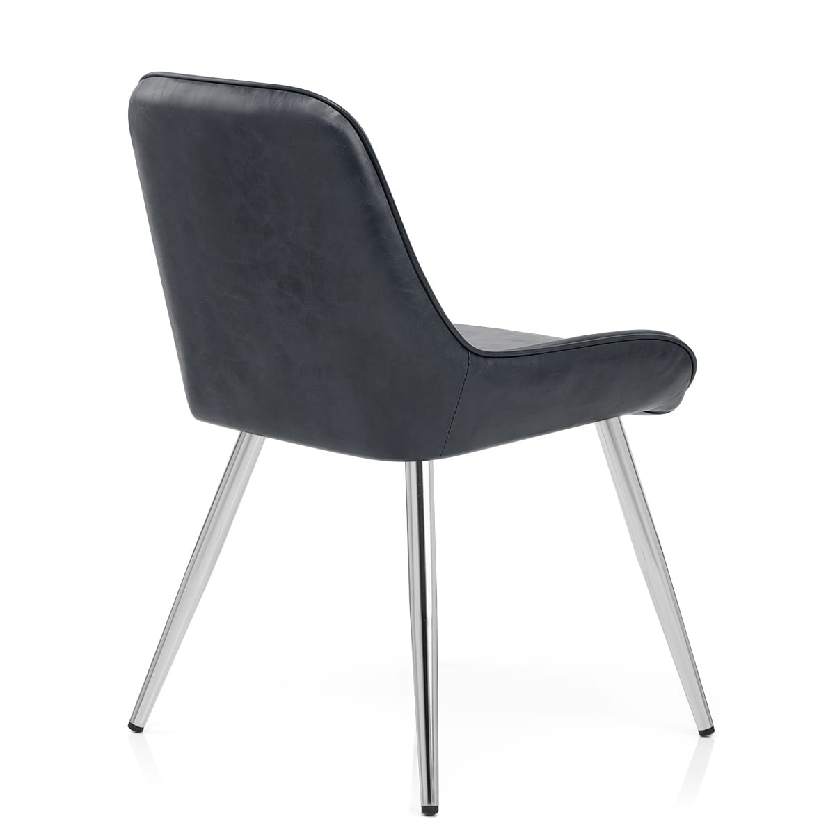 Silla Cuero Sintético Anticado Cromo - Lincoln Azul Oscuro
