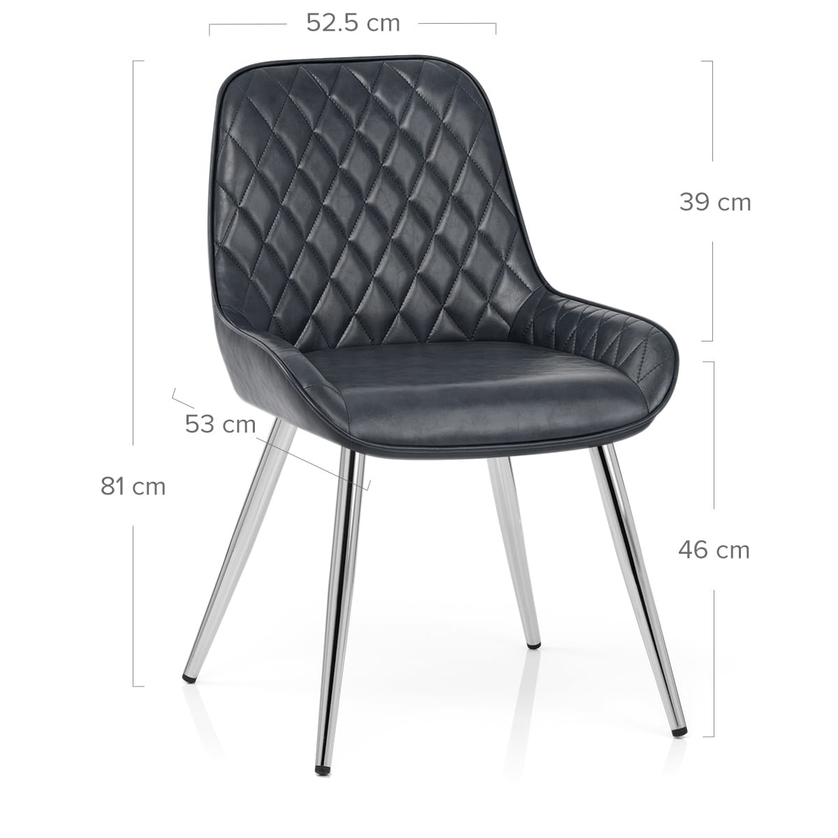 Silla Cuero Sintético Anticado Cromo - Lincoln Azul Oscuro