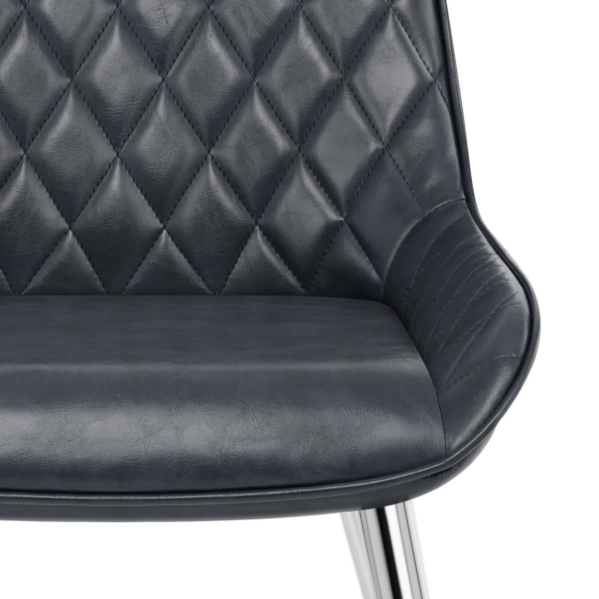 Silla Cuero Sintético Anticado Cromo - Lincoln Azul Oscuro