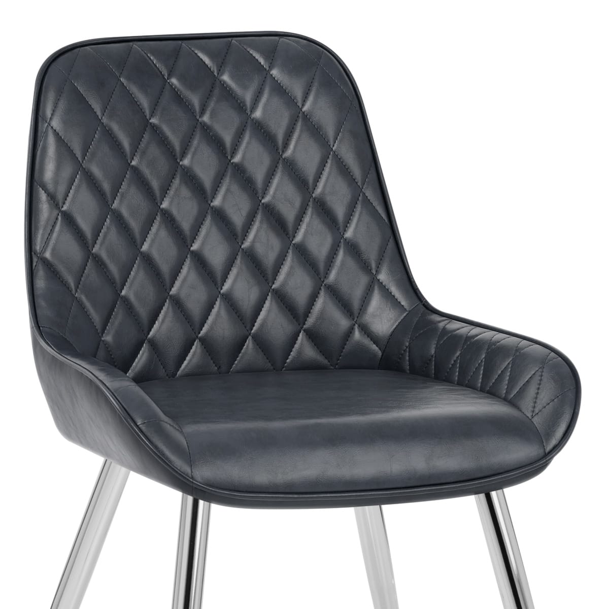 Silla Cuero Sintético Anticado Cromo - Lincoln Azul Oscuro