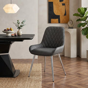 Silla Cuero Sintético Cromo - Lincoln Gris