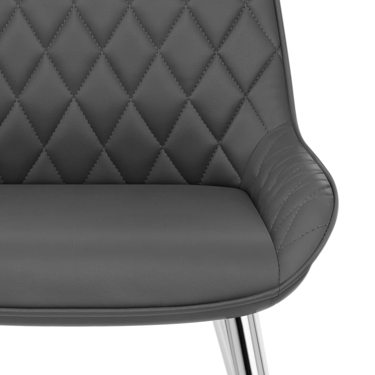 Silla Cuero Sintético Cromo - Lincoln Gris