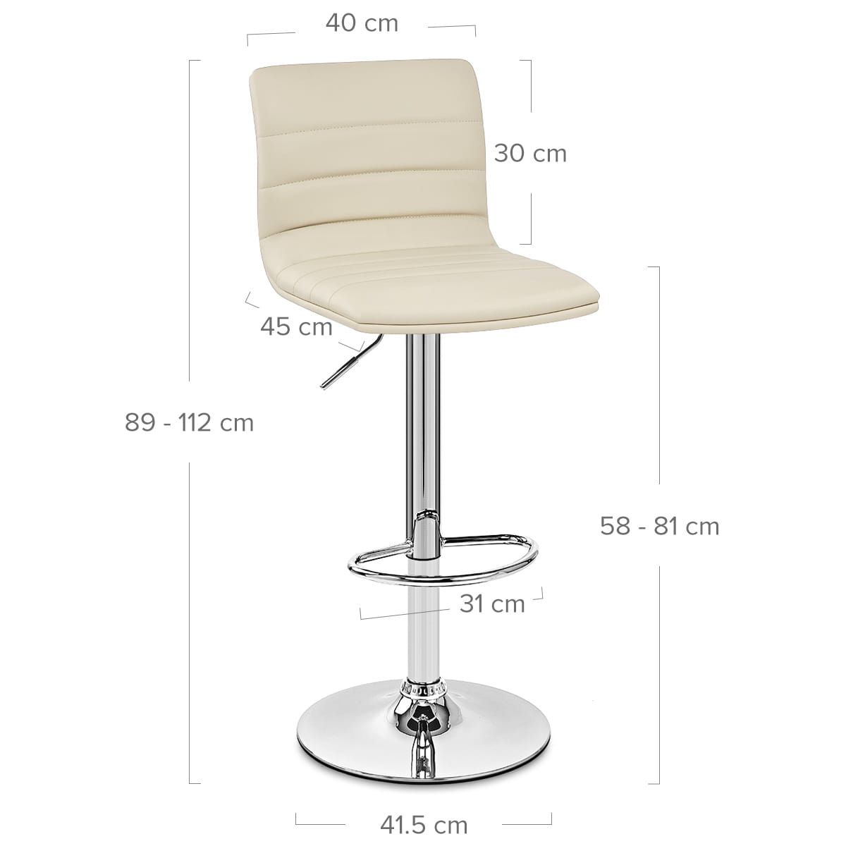Taburete Polipiel Cromo - Lineal Crema