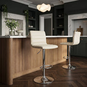Taburete Polipiel Cromo - Lineal Crema