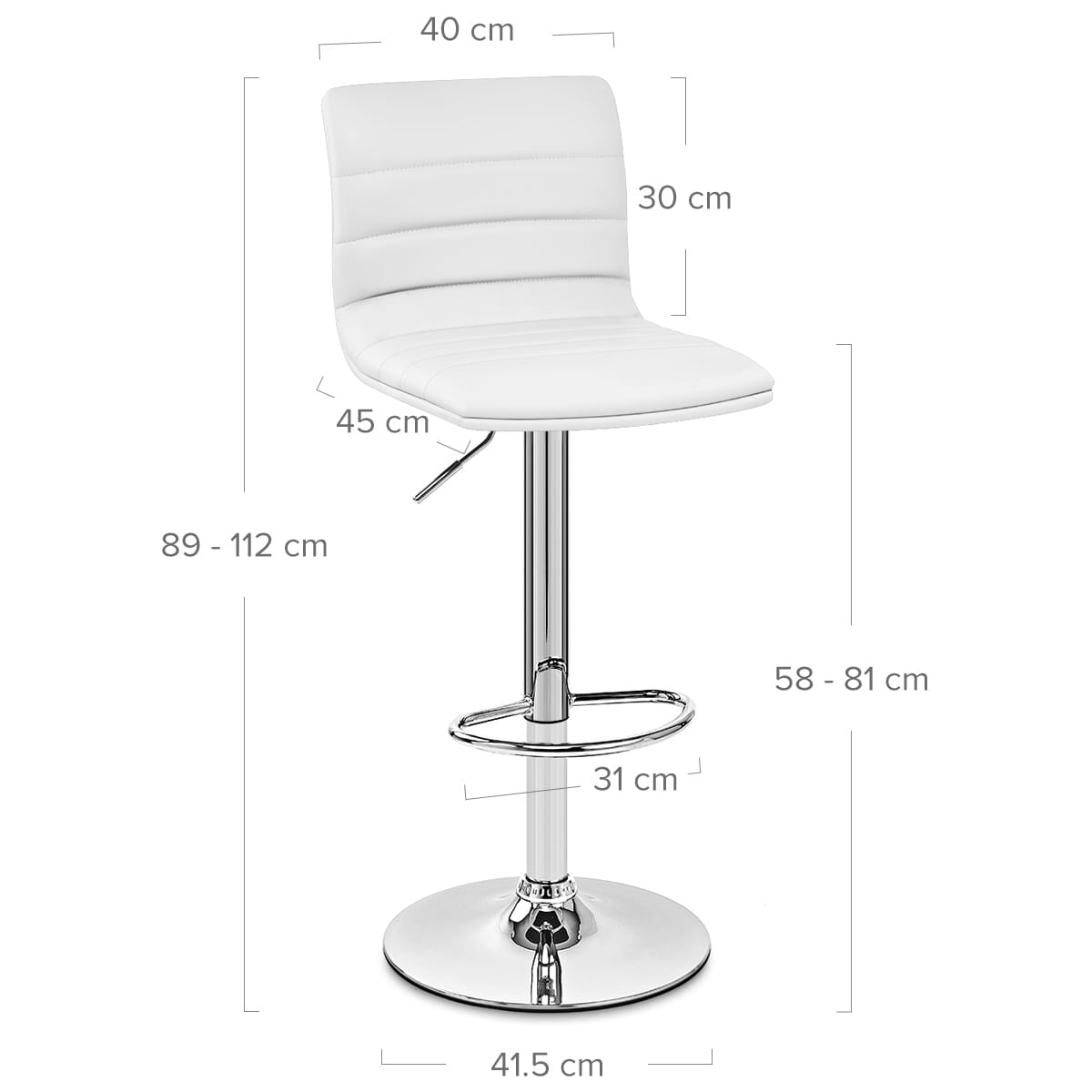 Taburete Polipiel Cromo - Lineal Blanco