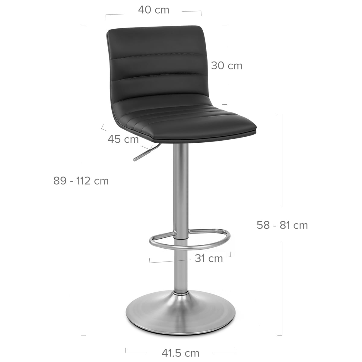 Taburete Polipiel Satinado - Lineal Negro