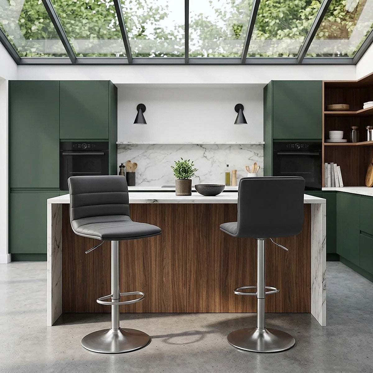 Taburete Polipiel Satinado - Lineal Gris
