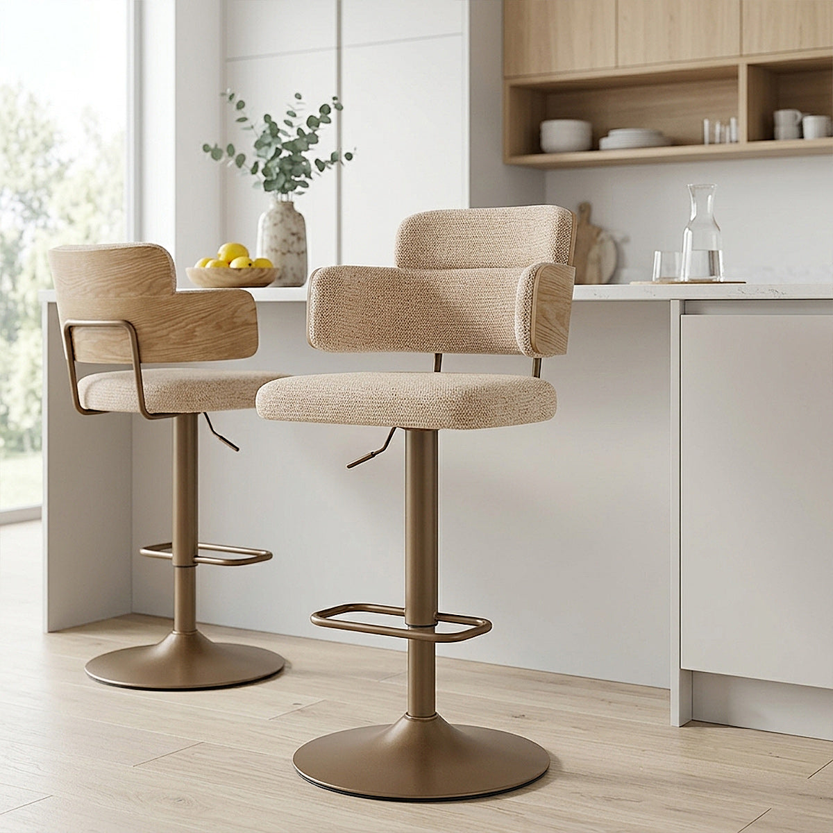 Taburete Tela Cobre - Logan Crema