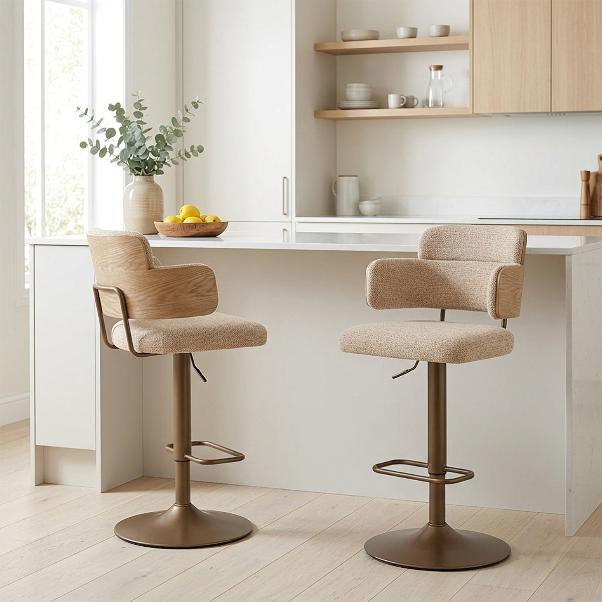 Taburete Tela Cobre - Logan Crema