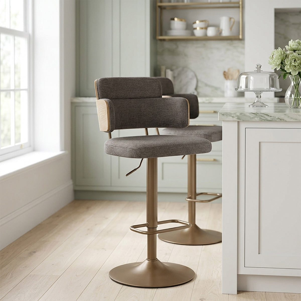 Taburete Tela Cobre - Logan Gris
