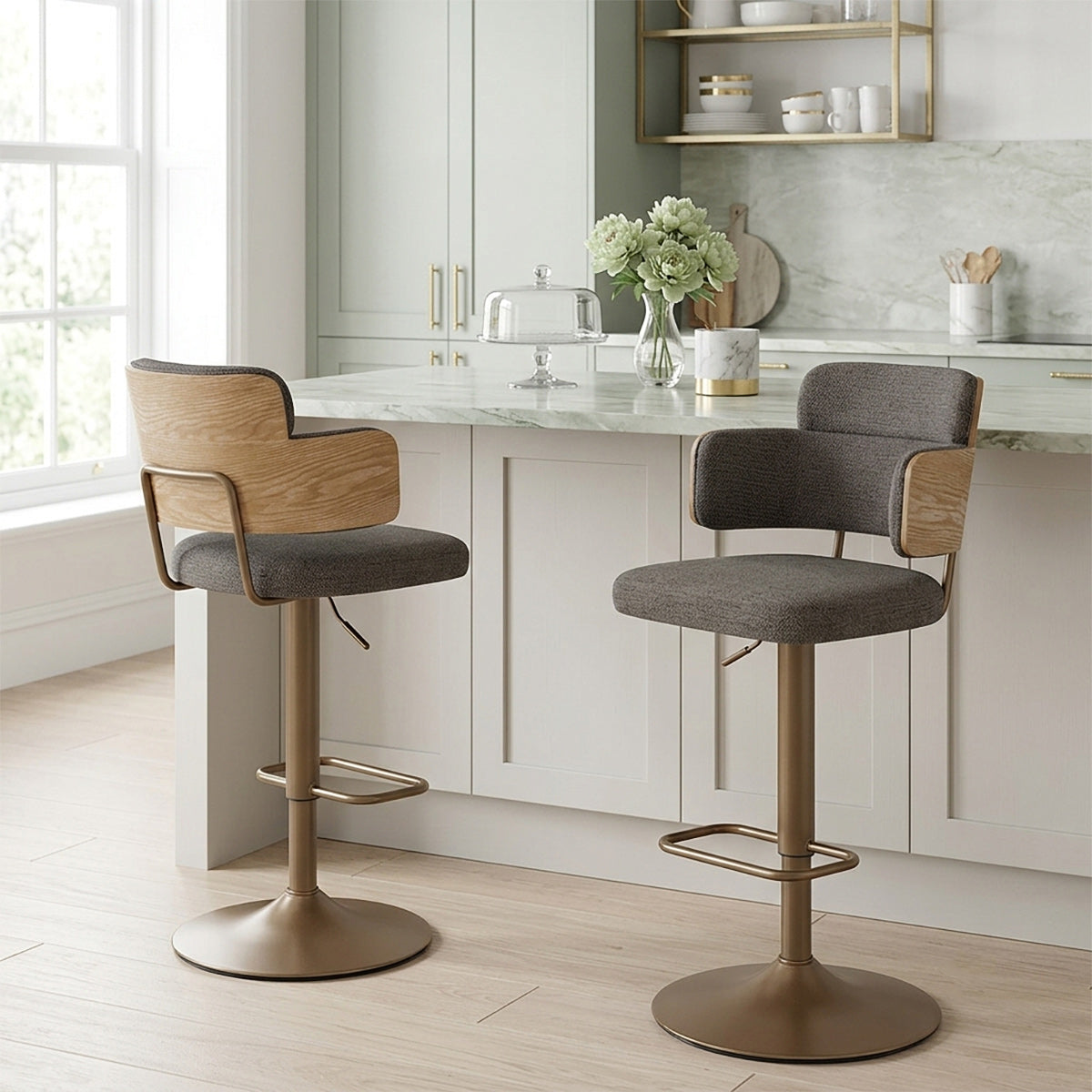 Taburete Tela Cobre - Logan Gris