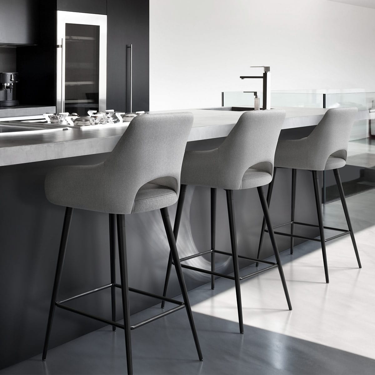 Taburete Tela Metal - Lopez Gris