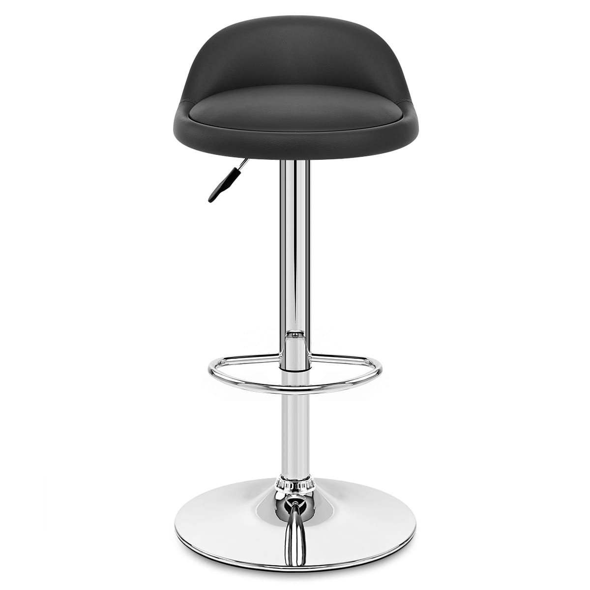 Taburete Auténtico Cuero Cromo - Lulu Negro