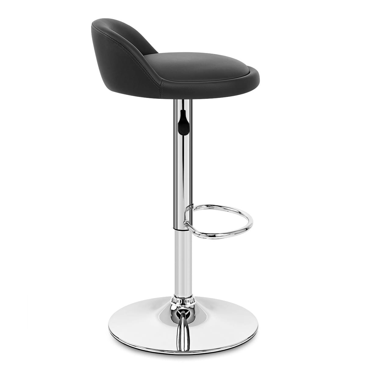 Taburete Auténtico Cuero Cromo - Lulu Negro