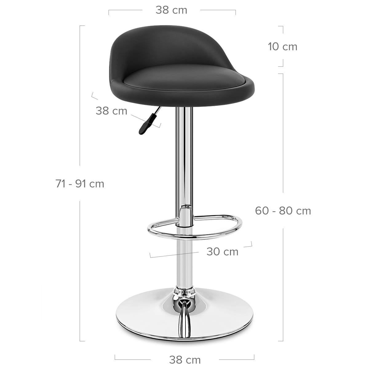 Taburete Auténtico Cuero Cromo - Lulu Negro
