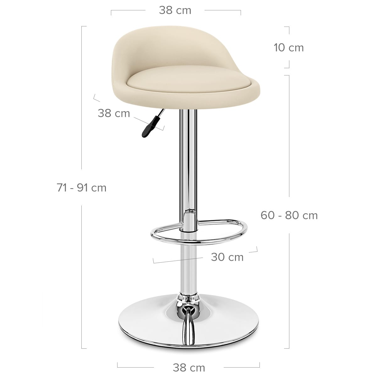 Taburete Auténtico Cuero Cromo - Lulú Crema