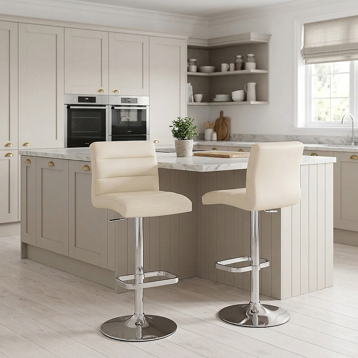 Taburete Polipiel Cromo - Lush Crema