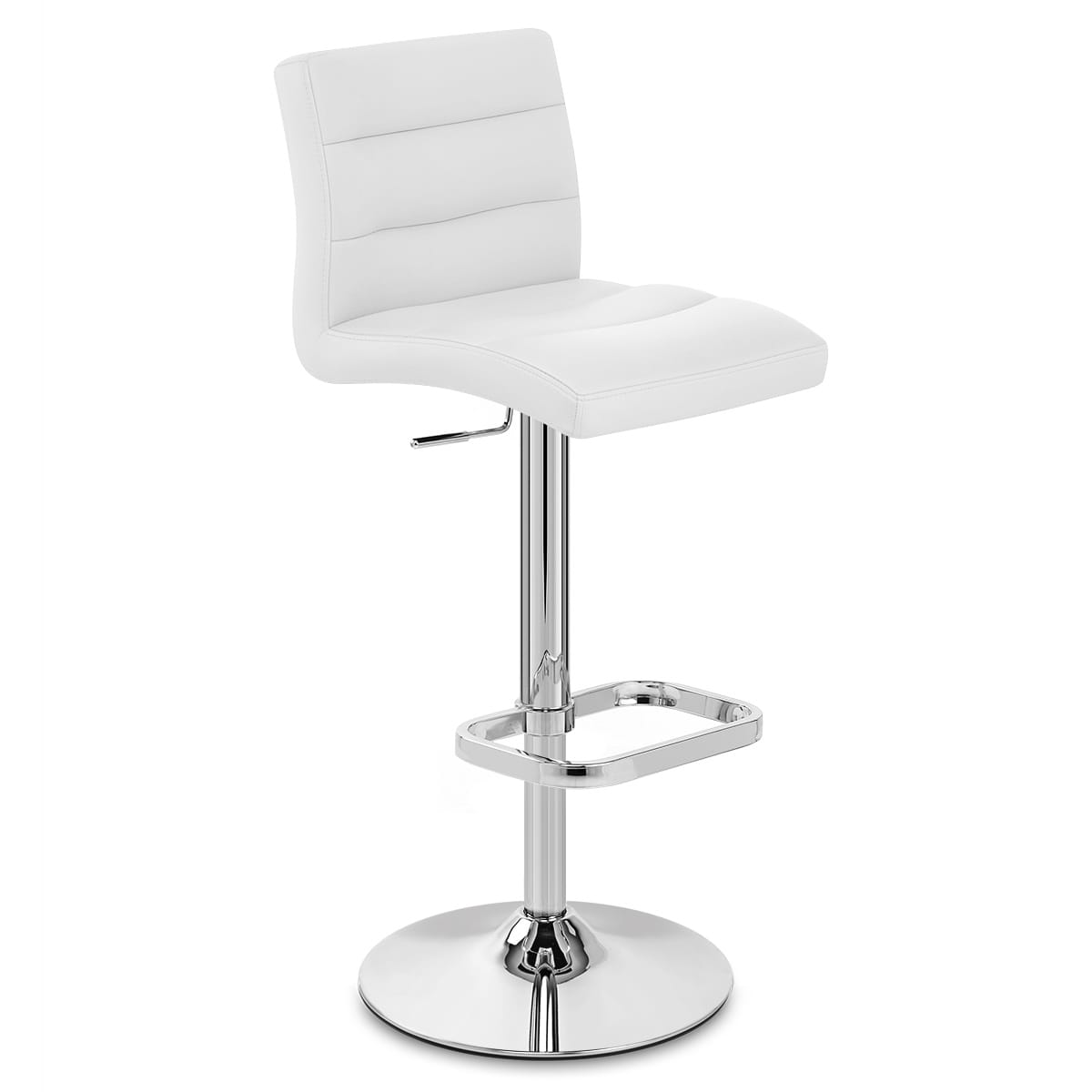 Taburete Polipiel Cromo - Lush Blanco
