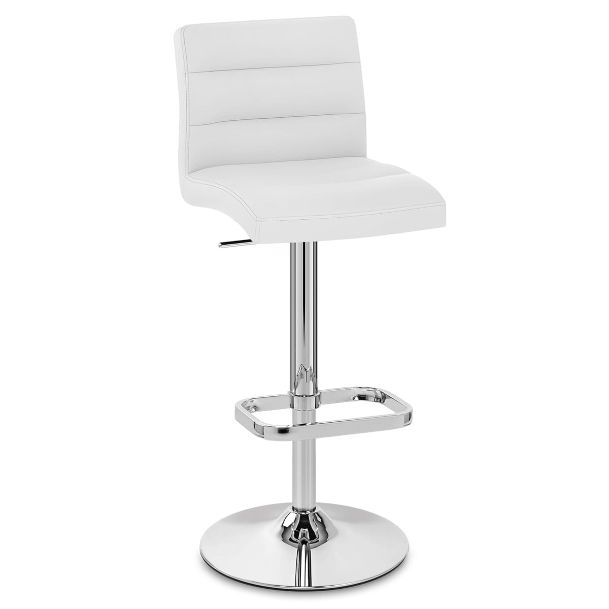 Taburete Polipiel Cromo - Lush Blanco