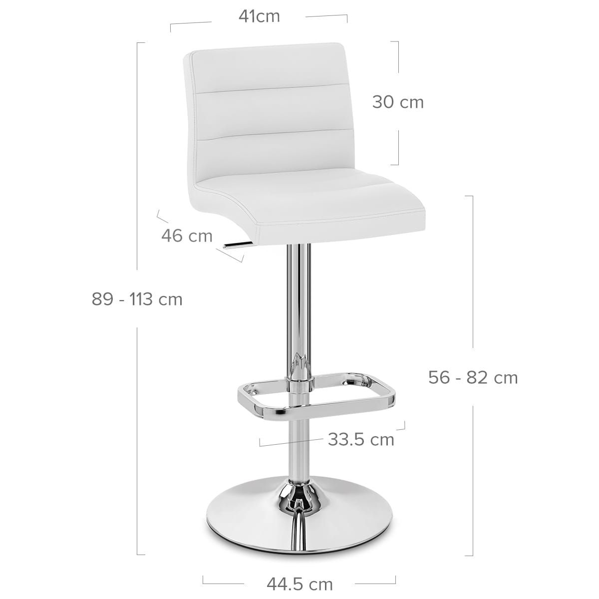 Taburete Polipiel Cromo - Lush Blanco