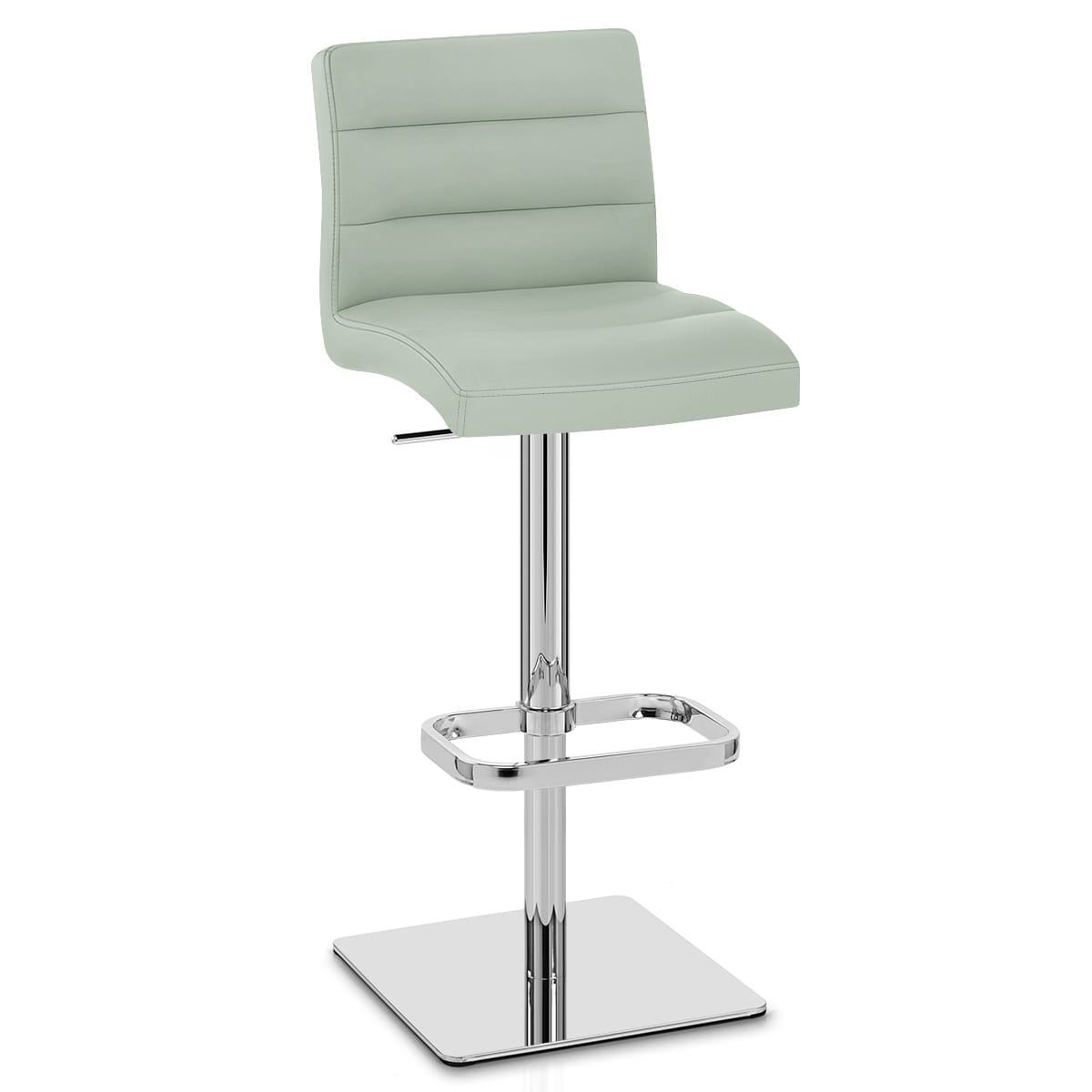 Taburete Cuero Auténtico Cromo - Lush Verde